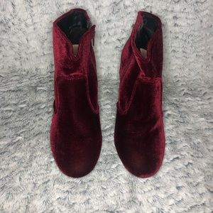 Maroon heeled boots